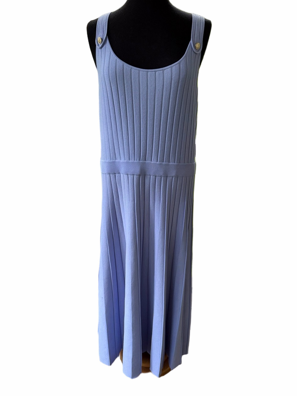 Ann Taylor Button Ribbed Sweater Dress Periwinkle Blue Size XL EUC Midi